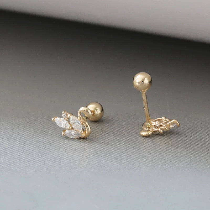 Moissanite Swans Stud Earrings