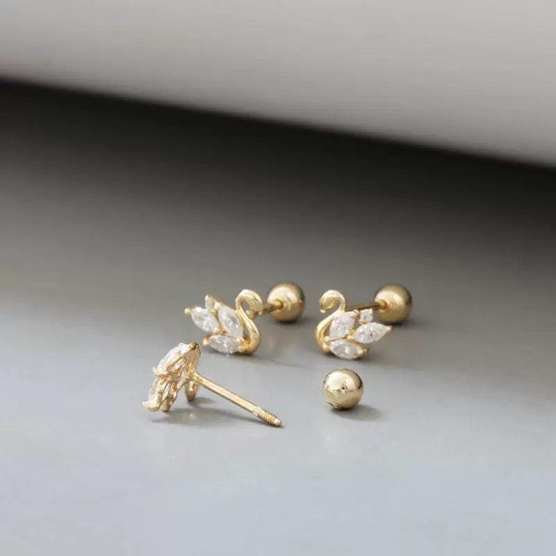 Moissanite Swans Stud Earrings