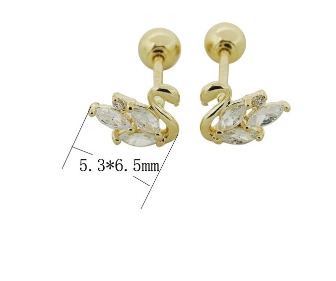 Moissanite Swans Stud Earrings