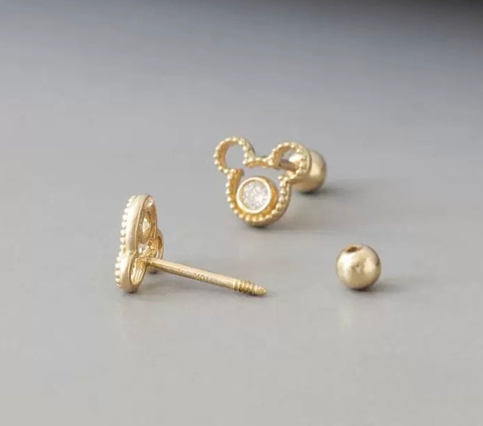 Beaded Bezel Mouse Stud Earrings