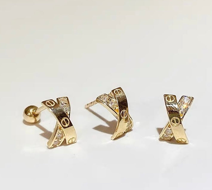 Love Screw Crosses Stud Earrings