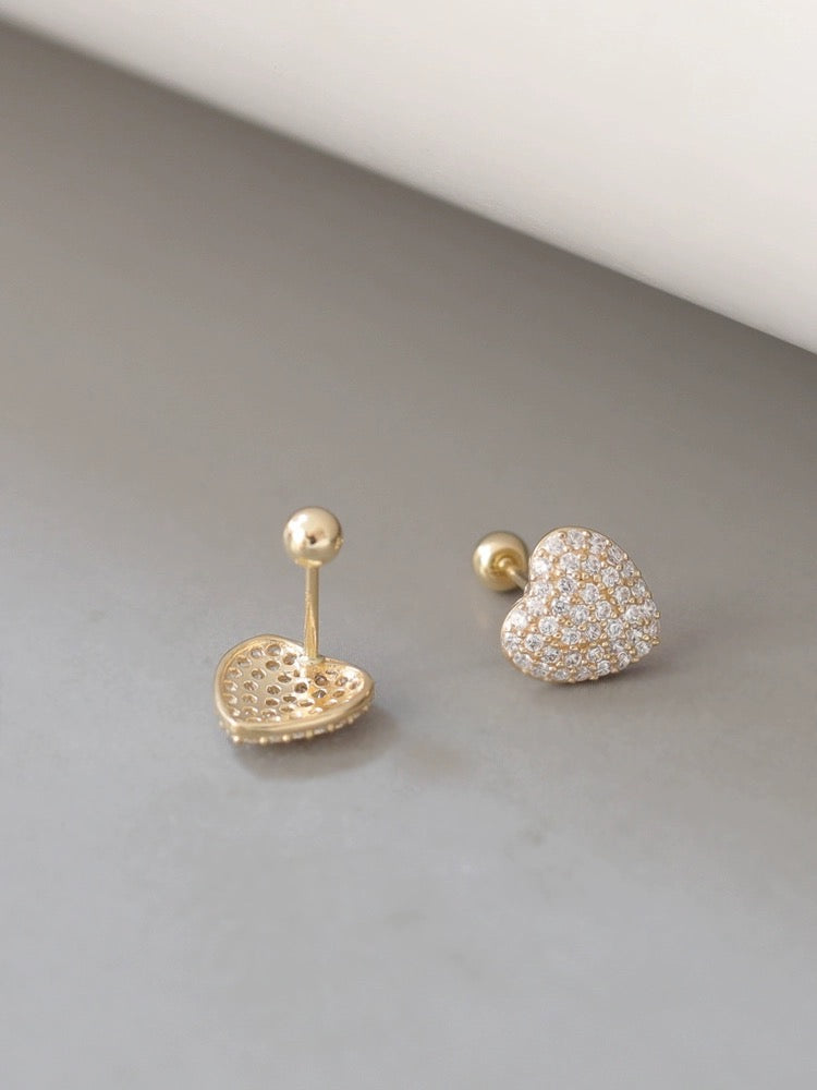 Love Crystal Heart Stud Earrings