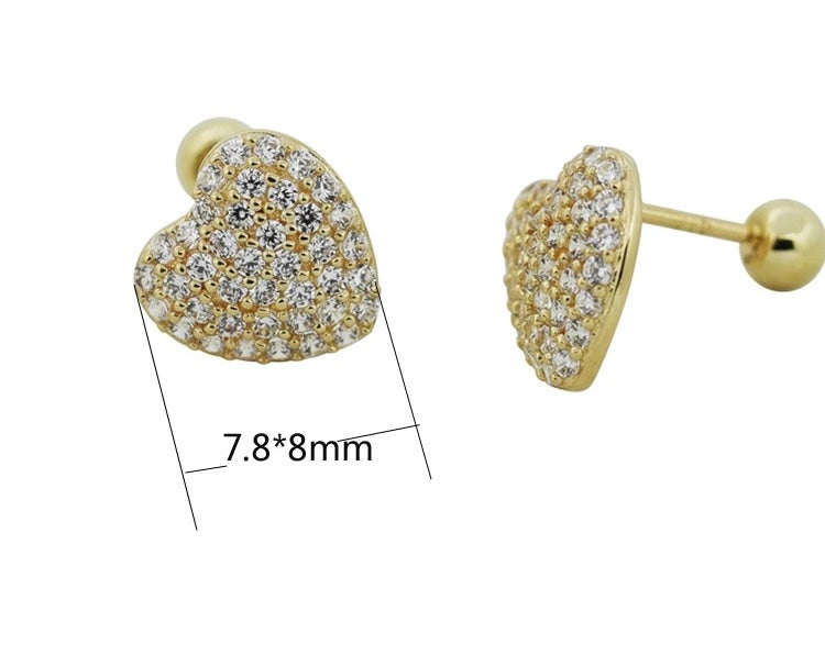 Love Crystal Heart Stud Earrings