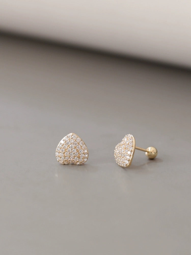 Love Crystal Heart Stud Earrings