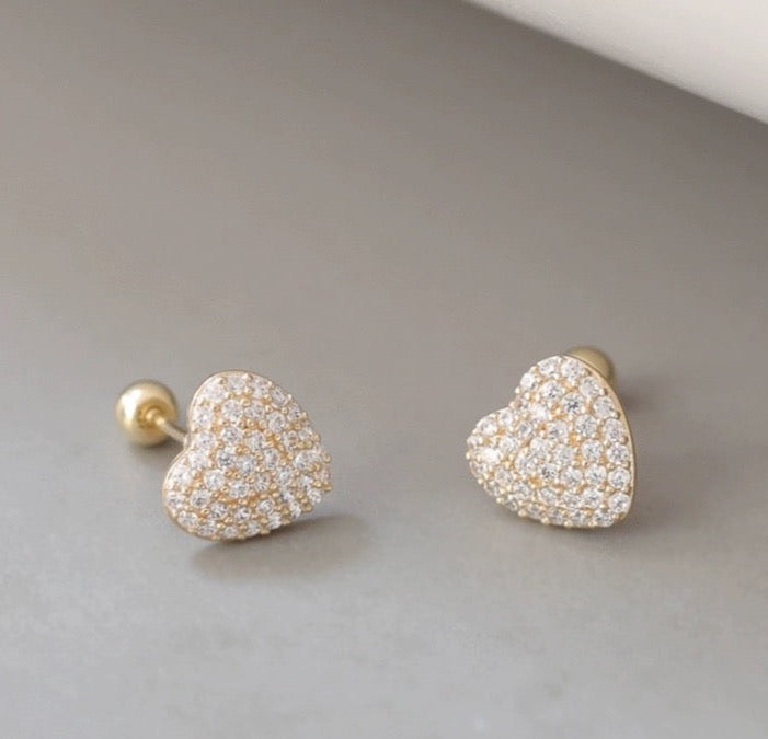 Love Crystal Heart Stud Earrings