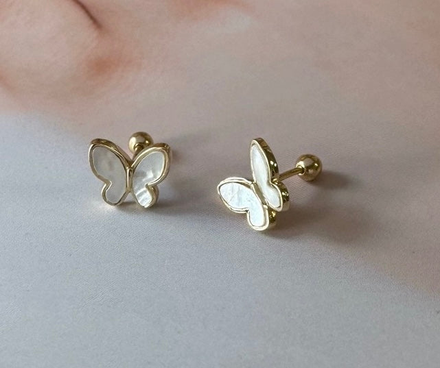 Mother Of Pearl Butterfly Stud Earrings