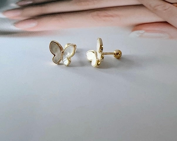 Mother Of Pearl Butterfly Stud Earrings