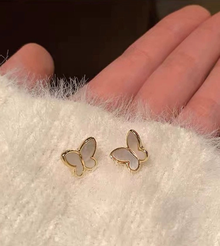 Mother Of Pearl Butterfly Stud Earrings