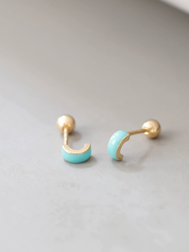 Turquoise Arc Stud Earrings