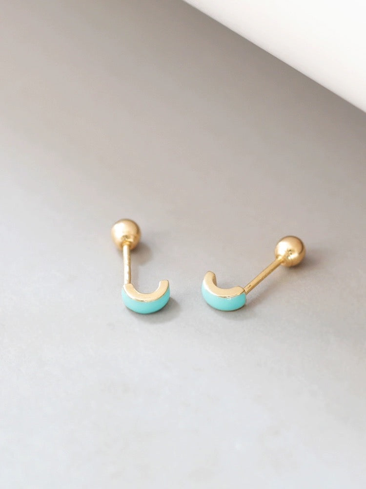 Turquoise Arc Stud Earrings