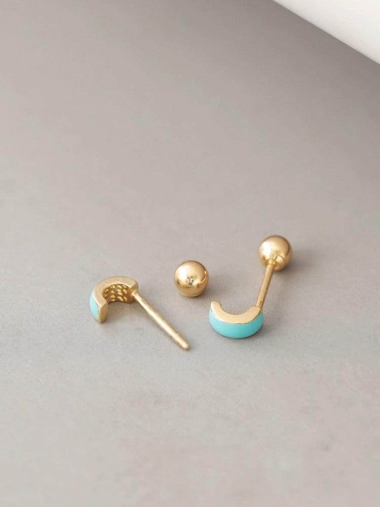 Turquoise Arc Stud Earrings