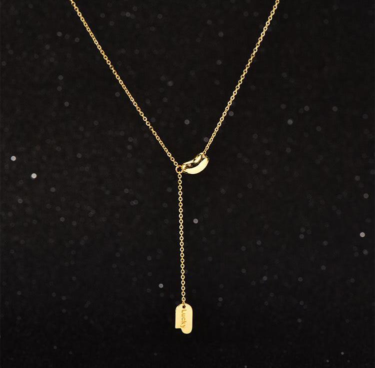 'Lucky' Bean Lariat Necklace