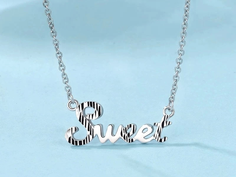 'Sweet' Text Charm Necklace