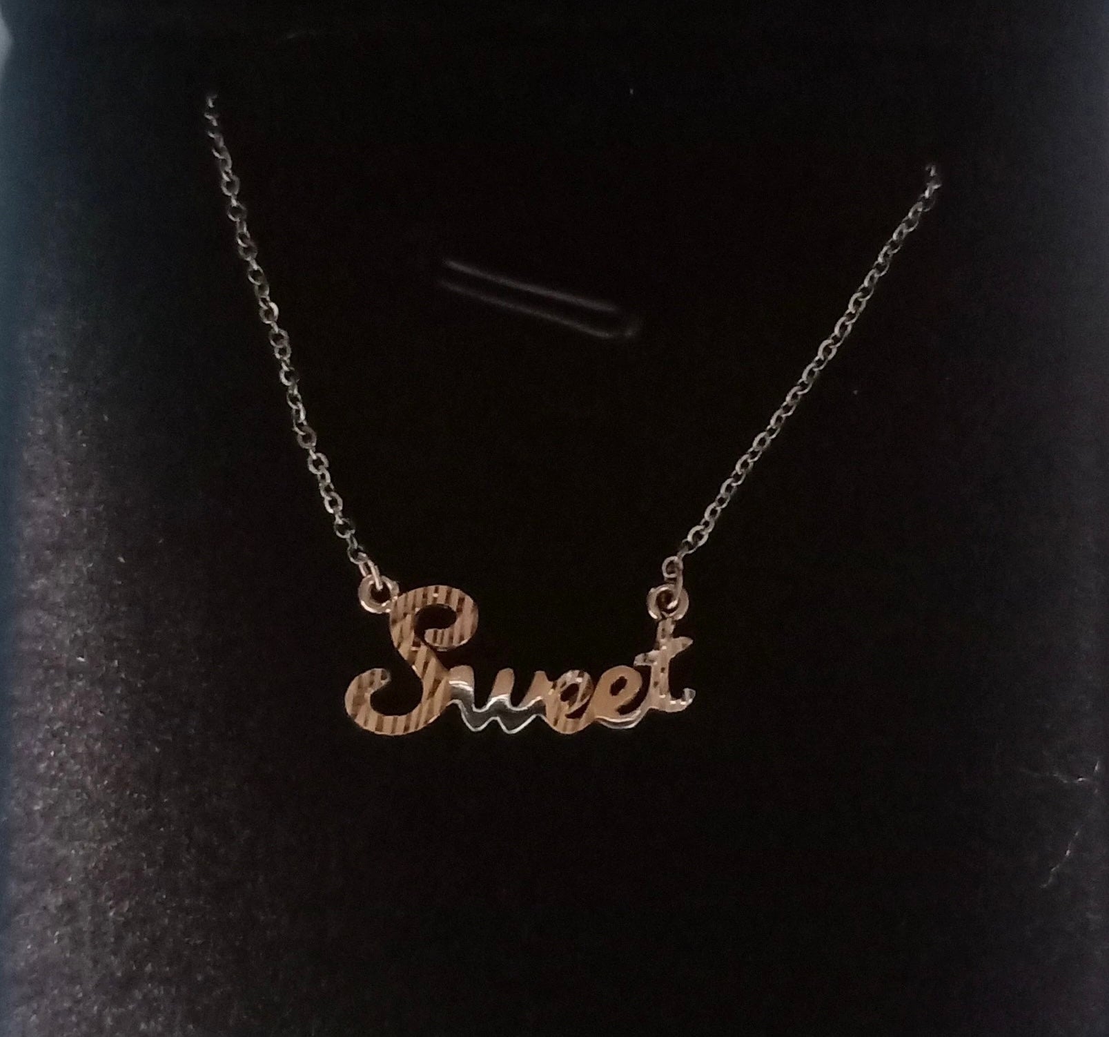 'Sweet' Text Charm Necklace