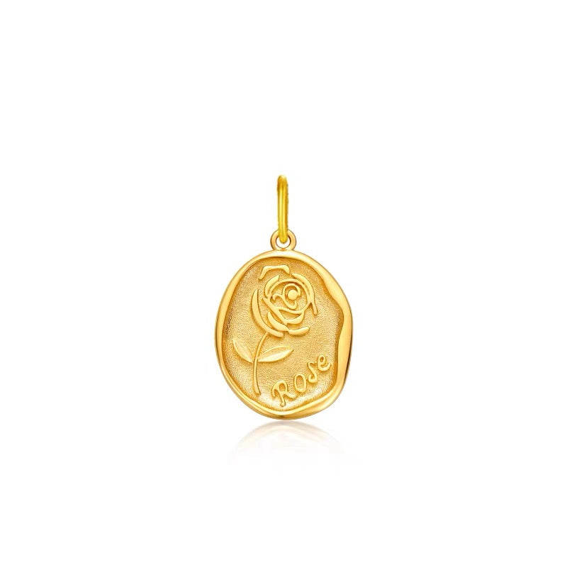 Raised Rose Dish Charm Pendant