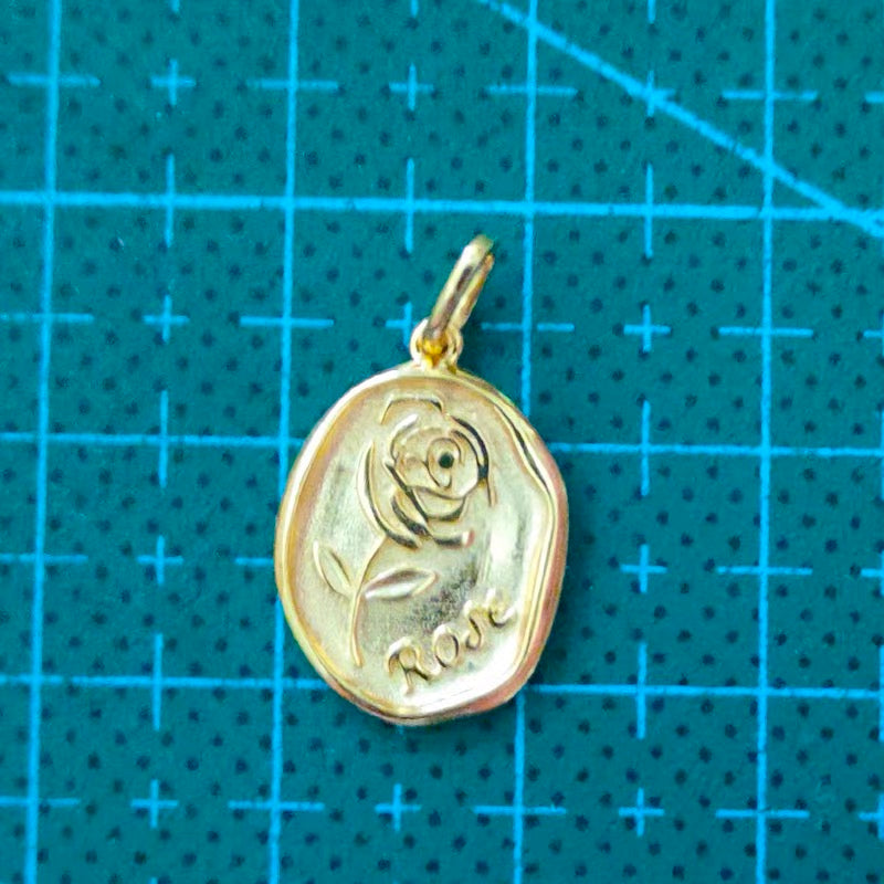 Raised Rose Dish Charm Pendant