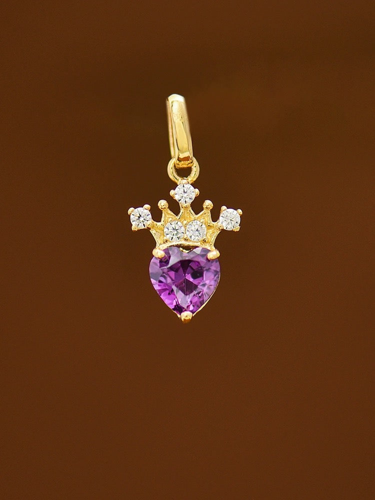 Crowned Purple Heart Charm Pendant