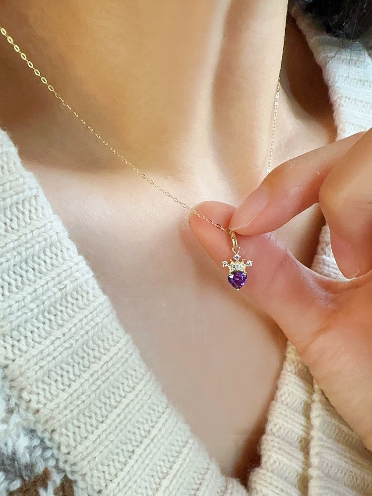 Crowned Purple Heart Charm Pendant