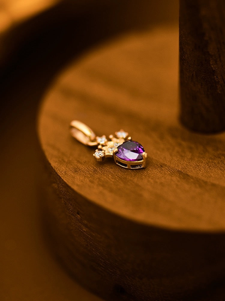 Crowned Purple Heart Charm Pendant