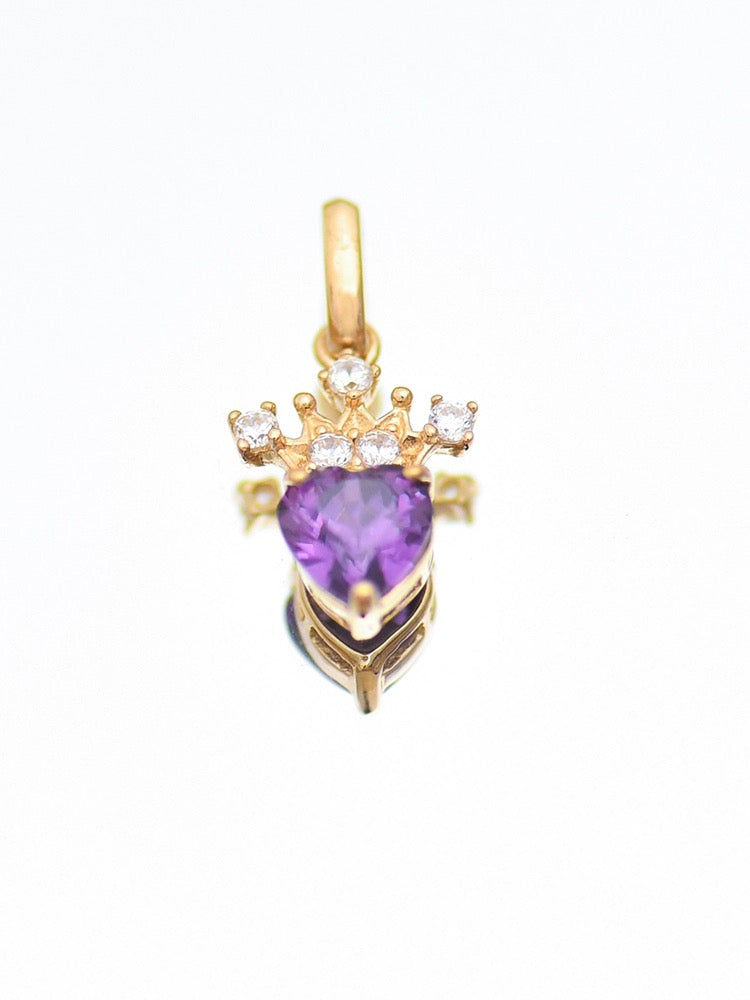 Crowned Purple Heart Charm Pendant