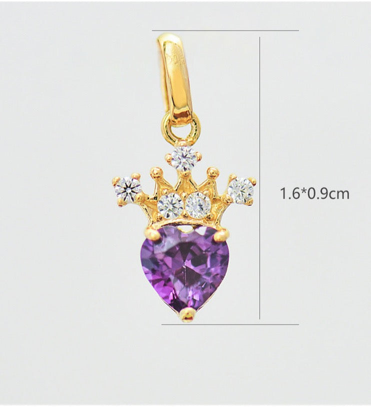 Crowned Purple Heart Charm Pendant