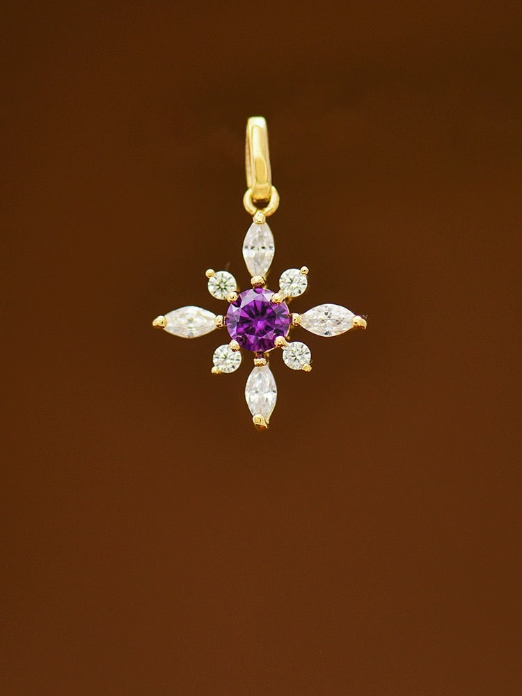 Purple Horizon Flower Charm Pendant