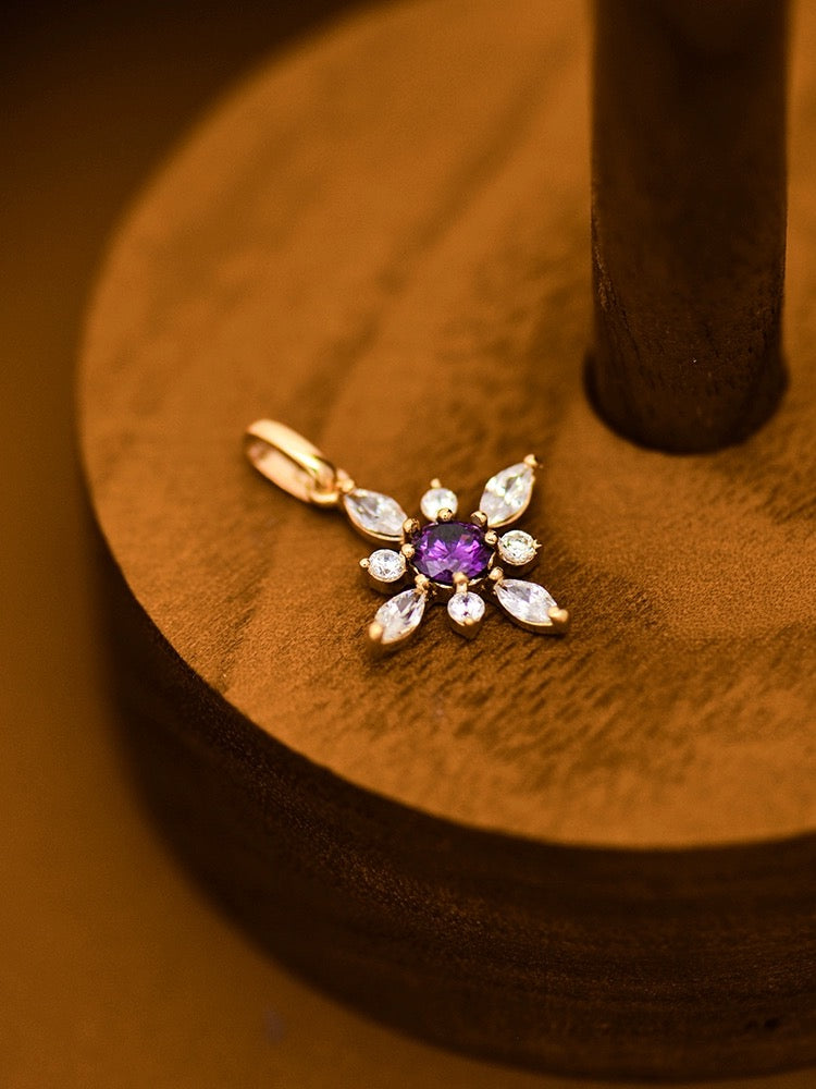 Purple Horizon Flower Charm Pendant