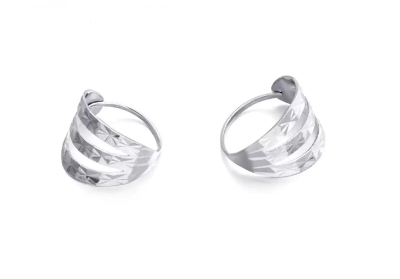 Trio Band Spiral Mirror Cut Hoop Earrings