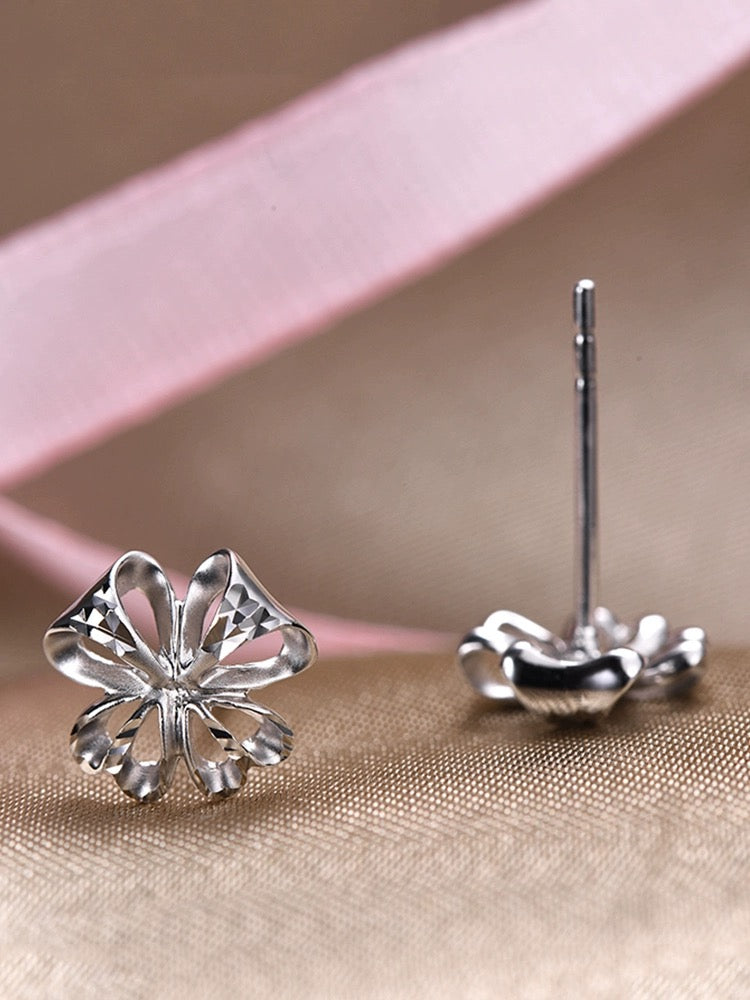 Clover Flower Fold Stud Earrings