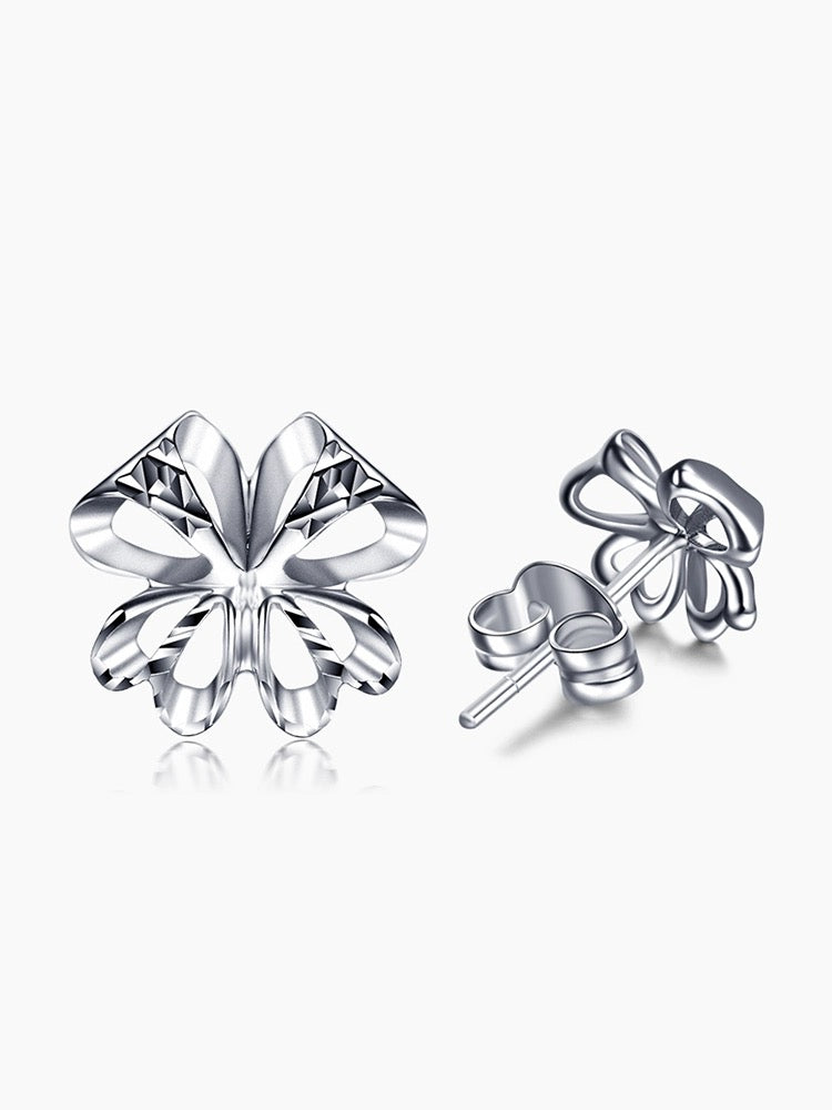 Clover Flower Fold Stud Earrings