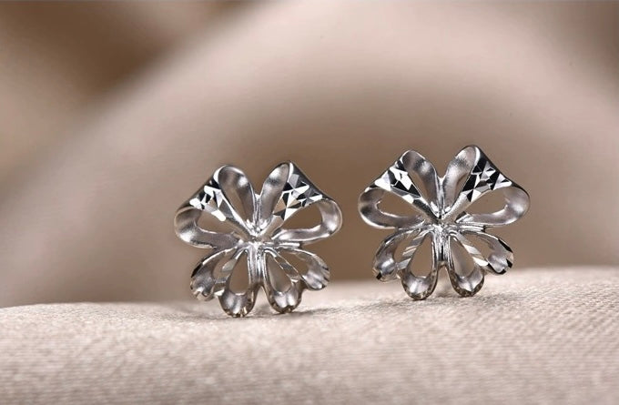 Clover Flower Fold Stud Earrings