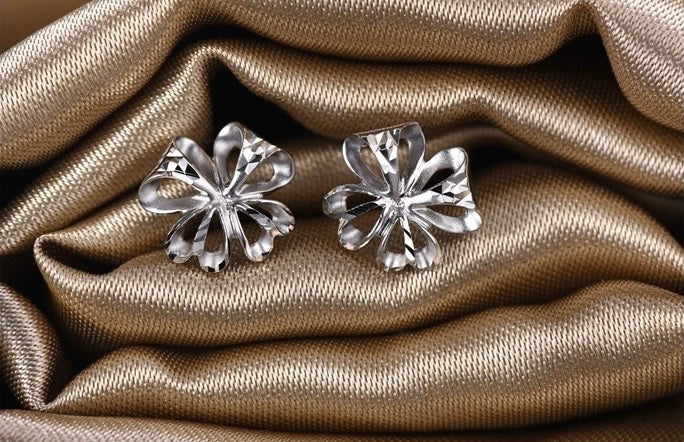 Clover Flower Fold Stud Earrings