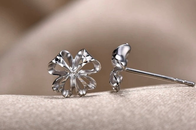 Clover Flower Fold Stud Earrings