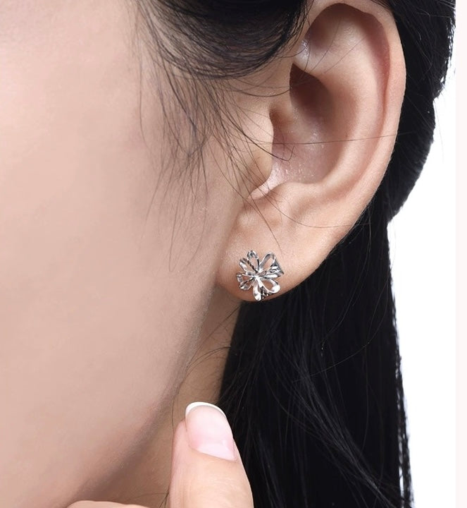 Clover Flower Fold Stud Earrings