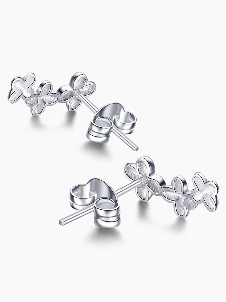 Flower Chain Panel Stud Earrings