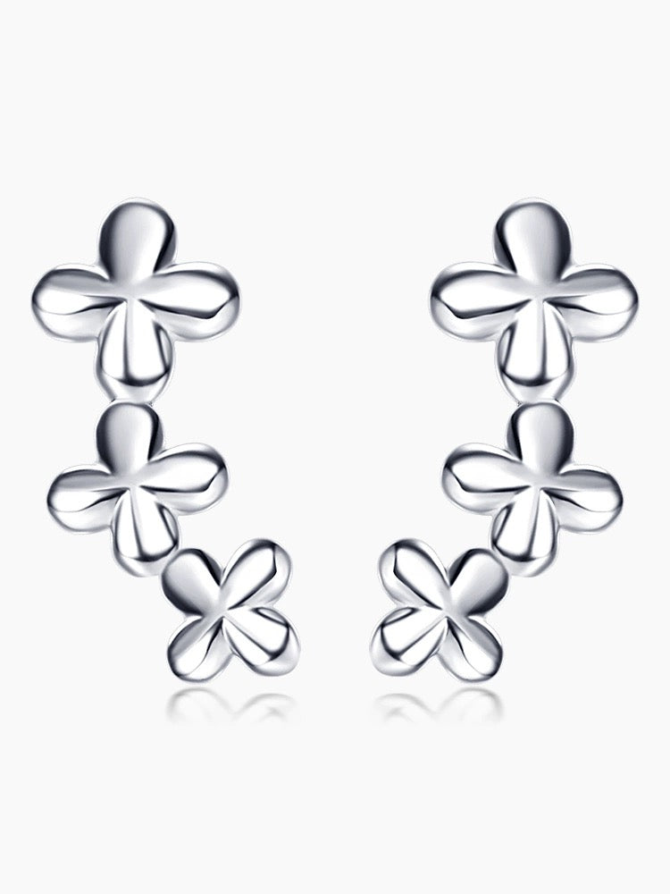 Flower Chain Panel Stud Earrings