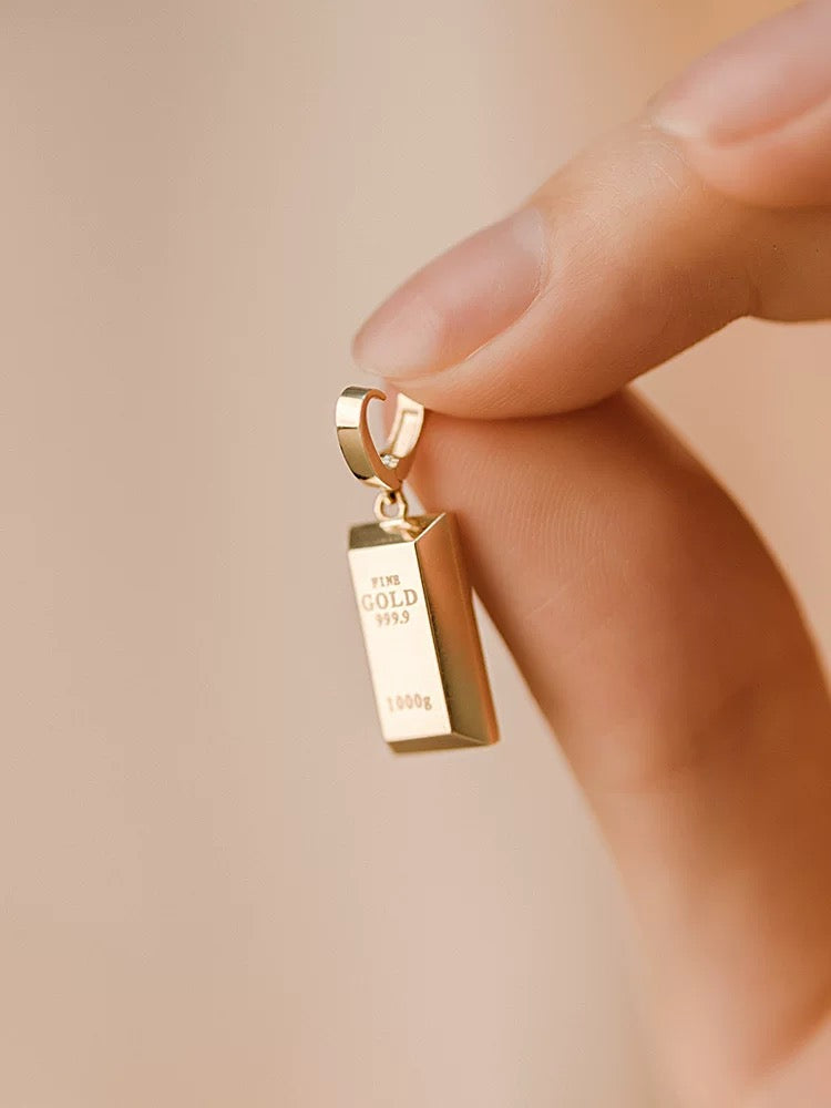 Detachable Thick Bail Gold Bar Charm Pendant