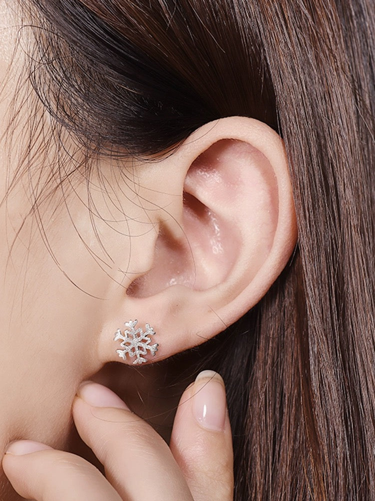 Frosty Snowflake Stud Earrings