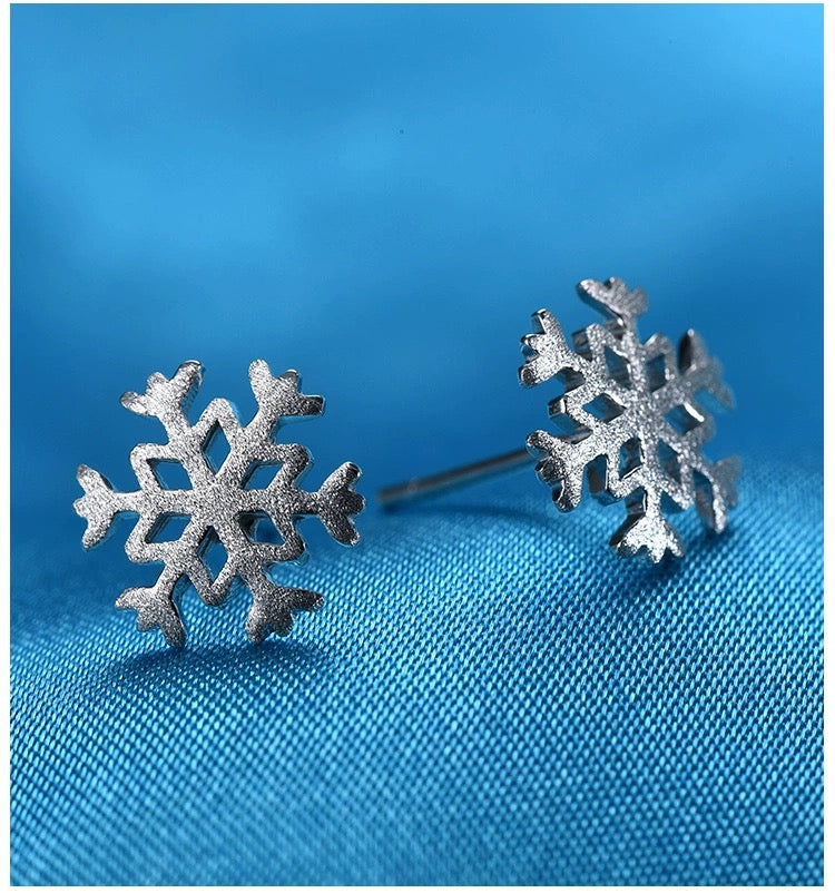 Frosty Snowflake Stud Earrings