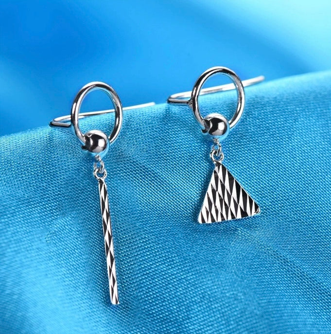 Mirror Pattern Geometric Ear Hook Earrings