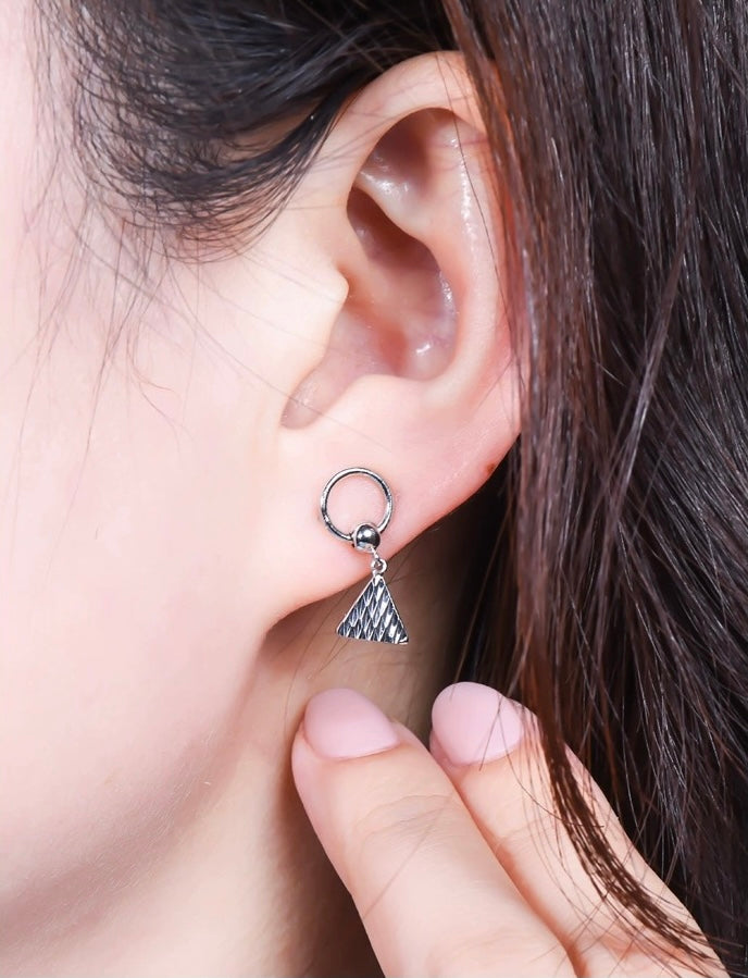 Mirror Pattern Geometric Ear Hook Earrings