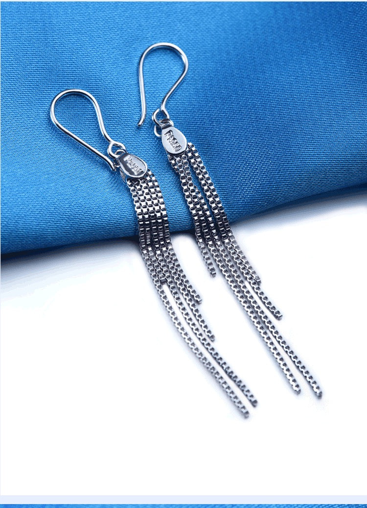 Fringe Box Chains Ear Hook Earrings