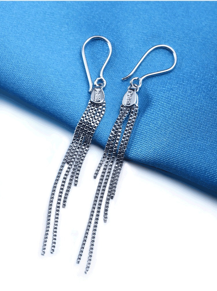 Fringe Box Chains Ear Hook Earrings