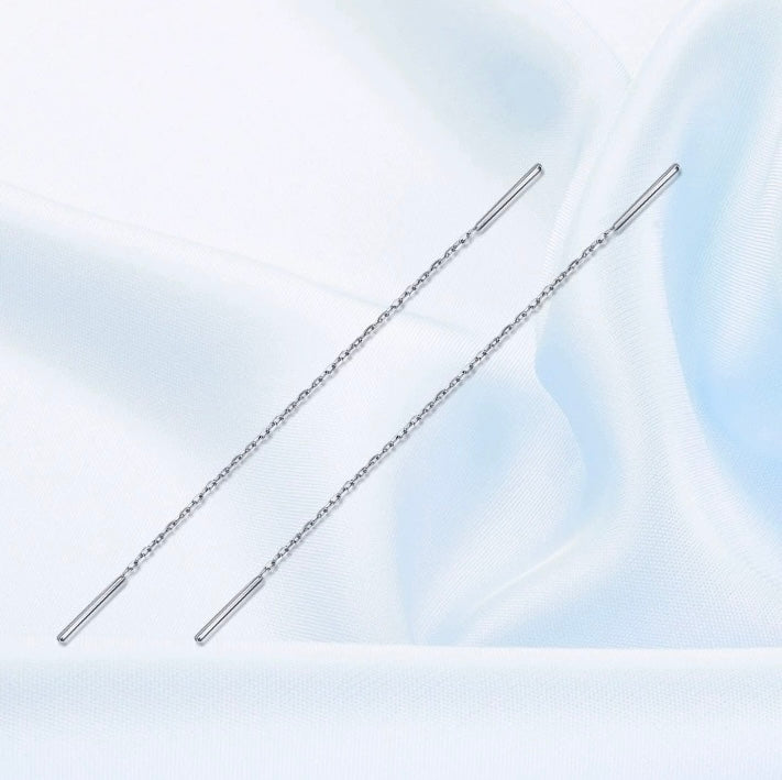 Twin Needle Long Chain Earrings