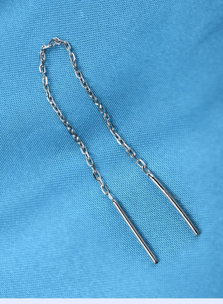 Twin Needle Long Chain Earrings