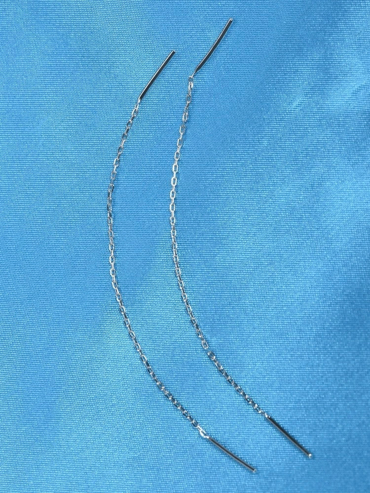 Twin Needle Long Chain Earrings