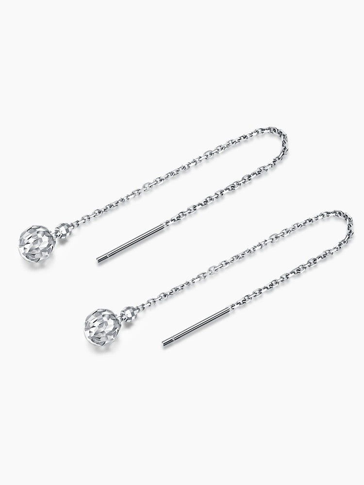 Mirror Dome Drop Chain Earrings