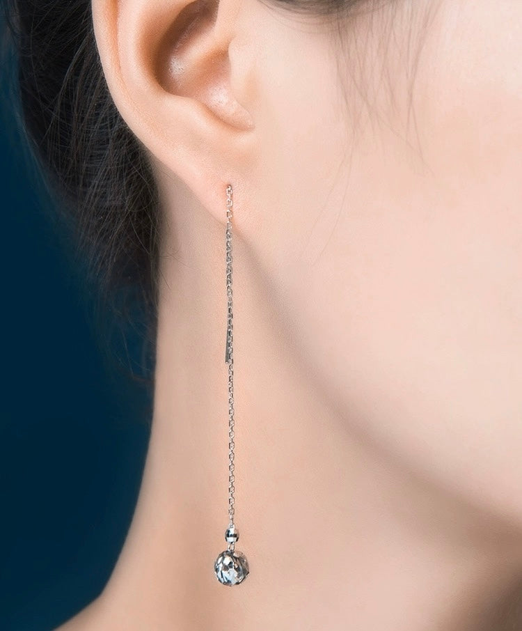 Mirror Dome Drop Chain Earrings