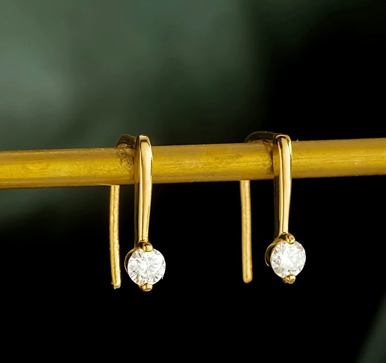 Bright Moissanite Ear Hook Earrings