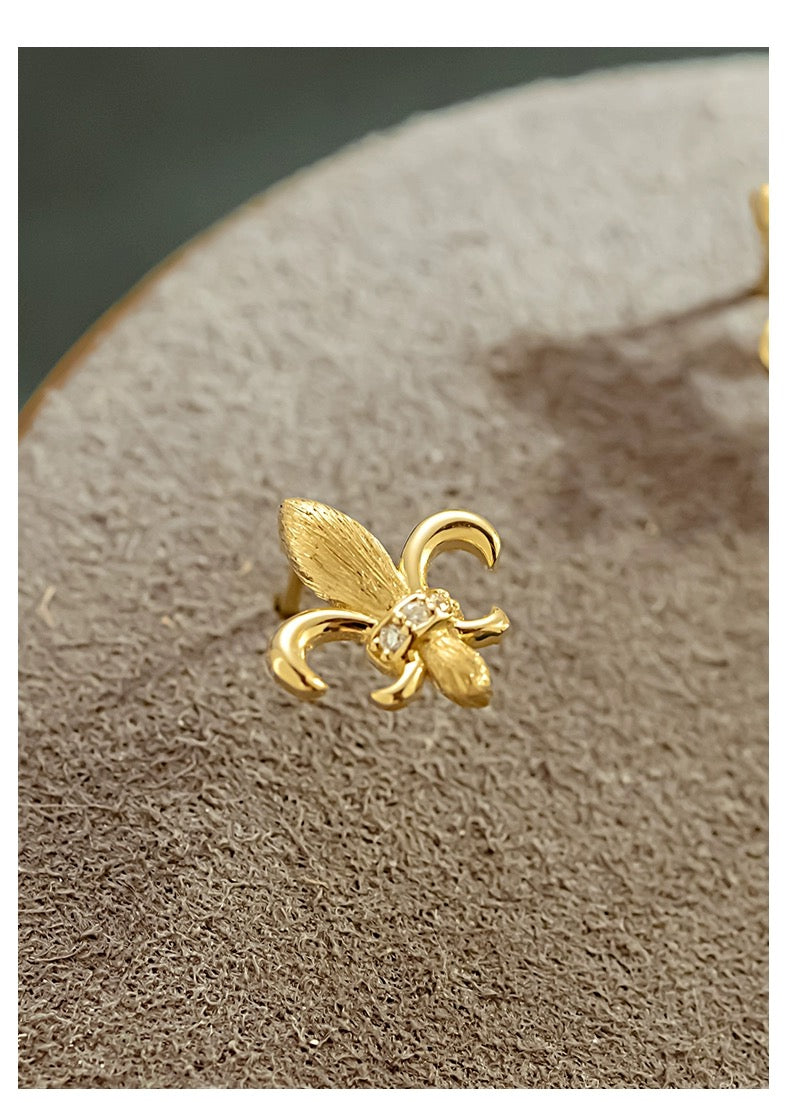 Brushed Vintage Flower Stud Earrings